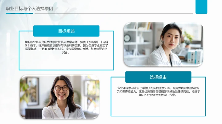 蓝色商务风临床医学专业大学生求职个人能力综合展示职业生涯规划PPT