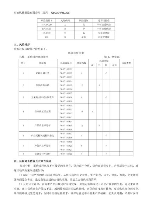 石油机械制造有限公司QEO一体化管理体系各部门风险评估汇编.docx