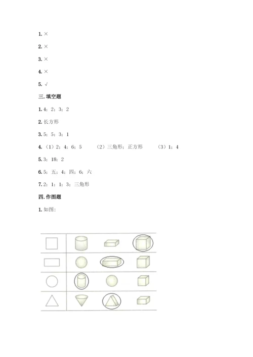 人教版一年级下册数学第一单元-认识图形(二)测试卷精编答案.docx
