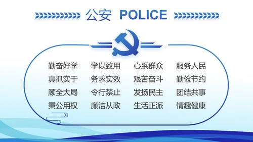 蓝色大气警察礼仪培训动态PPT模板