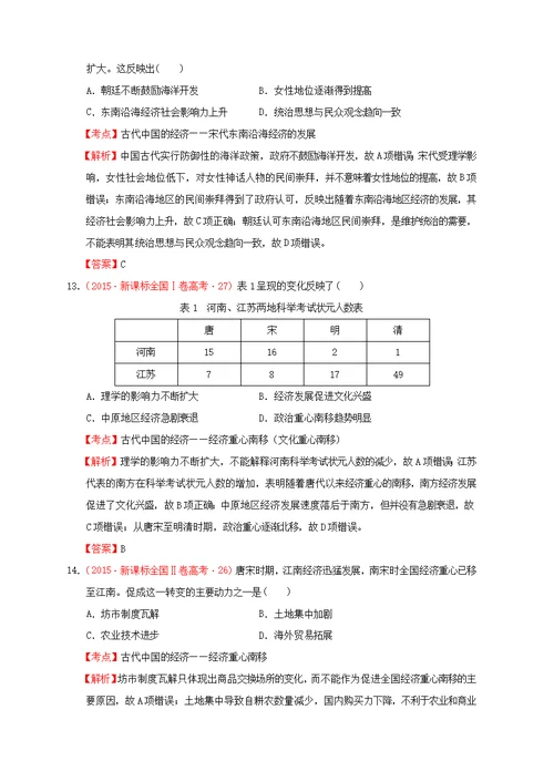 （新课标）2012—2019年高考历史中国古代史02古代中国的经济分解试题（全国卷，含解析）