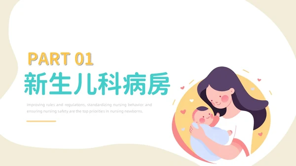 橙黄色插画卡通新生儿患者安全管理PPT新生儿安全管理