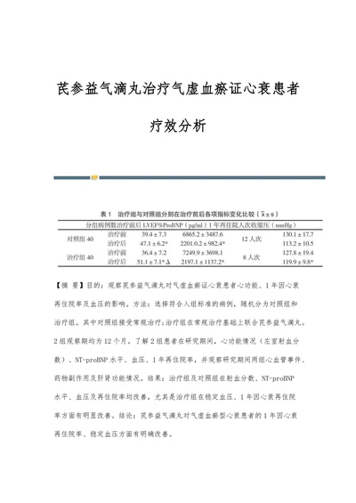 芪参益气滴丸治疗气虚血瘀证心衰患者疗效分析