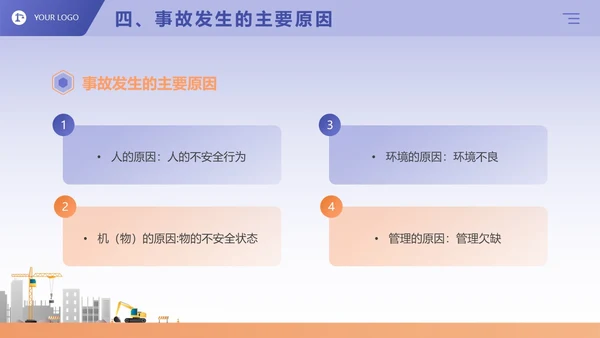 蓝紫色卡通商务风企业三级安全教育演讲培训课件PPT模板