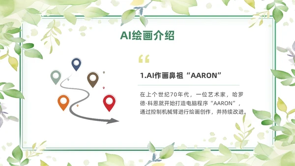 绿色黄色水彩简约小清新AI绘画PPT模板