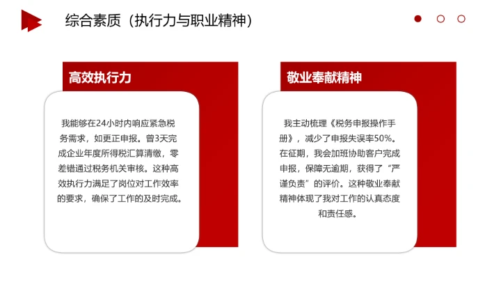 红色商务风会计专业大学生求职综合能力展示职业生涯规划通用PPT模版