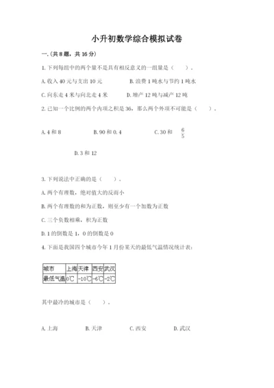 小升初数学综合模拟试卷【黄金题型】.docx
