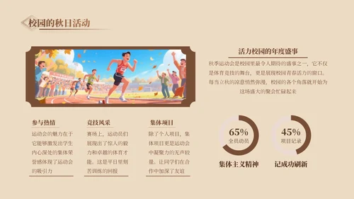 褐色中国风校园立秋图鉴ppt模版