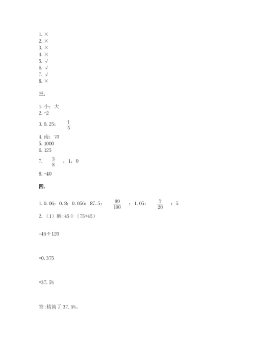 小学毕业班数学检测题及答案（名校卷）.docx