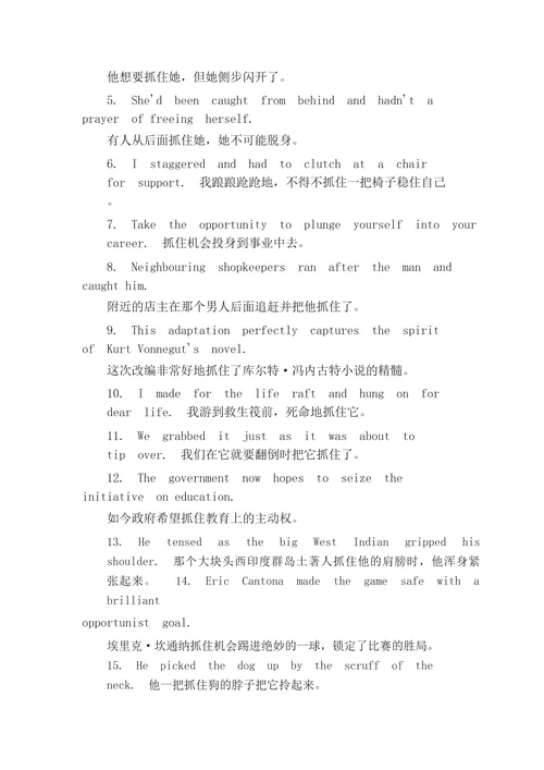 抓住英语怎么说