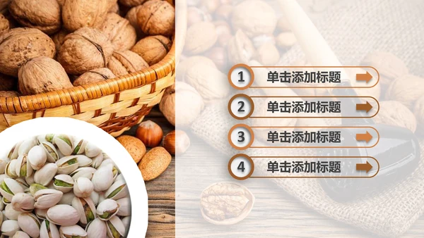 休闲美食美味坚果干果宣传画册PPT模板