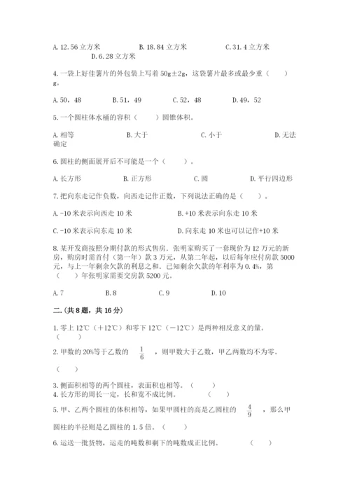 苏教版六年级数学小升初试卷带答案（满分必刷）.docx