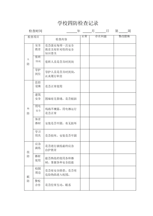 学校四防检查记录