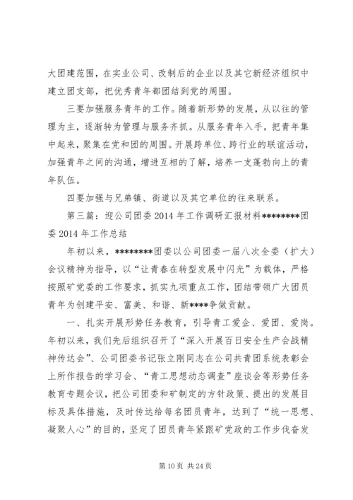 团委工作调研会上的汇报材料(精选多篇).docx