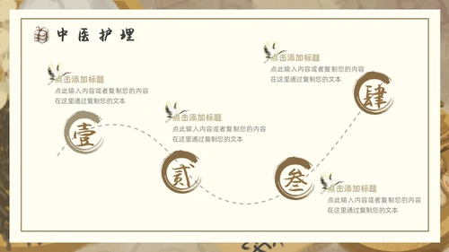 棕色褐色复古插画传统中医通用PPT模板