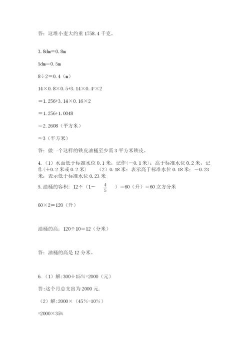 苏教版六年级数学小升初试卷及参考答案（名师推荐）.docx