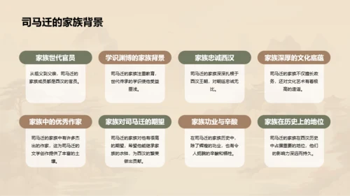 黄色中式国风司马迁人物介绍PPT模板