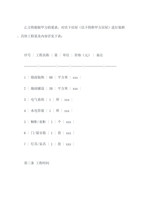 简单家庭房屋装修合同书