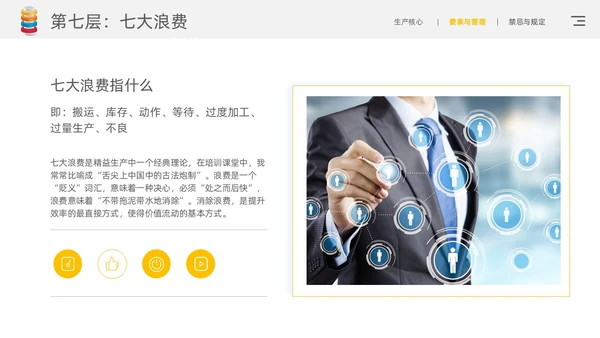黄色简约风精益生产九层灯塔核心要领通用商务知识培训PPT