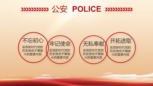 红色大气警察公安工作总结汇报PPT