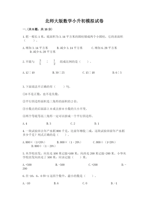 北师大版数学小升初模拟试卷附参考答案（研优卷）.docx