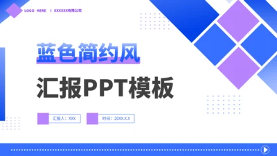 蓝色简约风汇报PPT模板