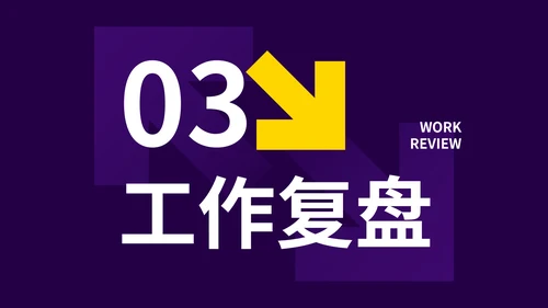 紫色高级几何商务工作复盘总结报告PPT模板