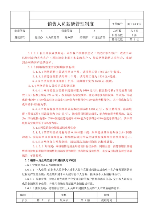 销售部薪酬与绩效管理制度