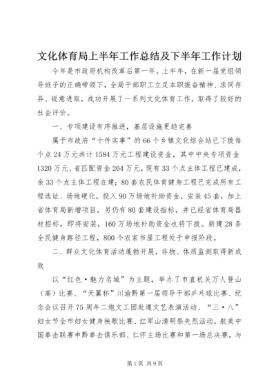 文化体育局上半年工作总结及下半年工作计划.docx