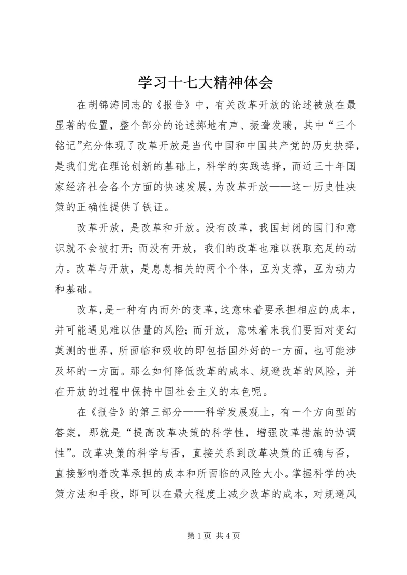 学习十七大精神体会 (2).docx