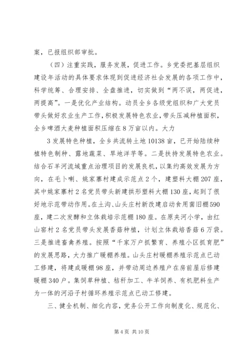 乡镇基层组织建设年活动及党务公开情况汇报.docx