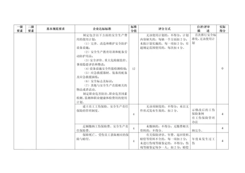 XX公司安全生产标准化自评表.docx