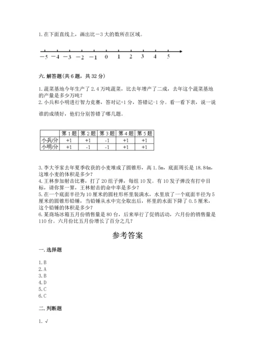 北师大版六年级下册数学期末测试卷精选答案.docx