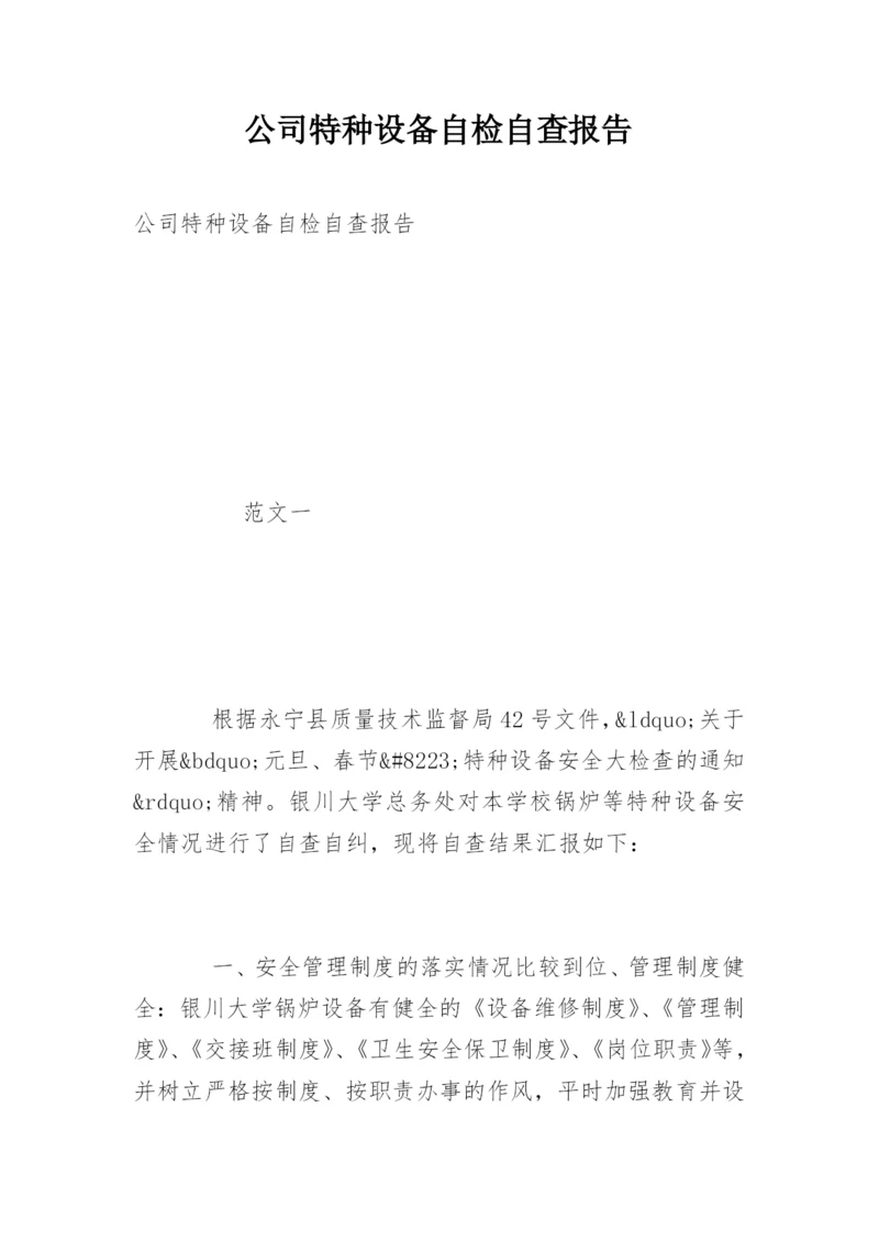 公司特种设备自检自查报告.docx