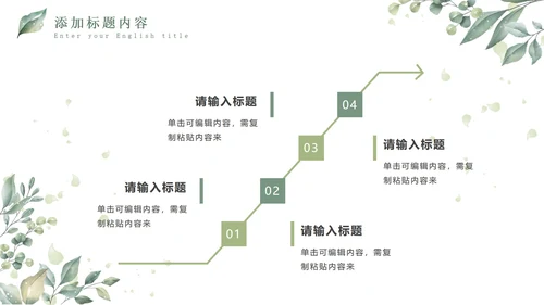 绿色小清新晶莹叶子PPT模板