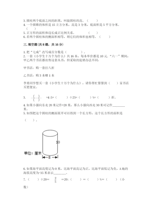 五大连池市六年级下册数学期末测试卷（研优卷）.docx