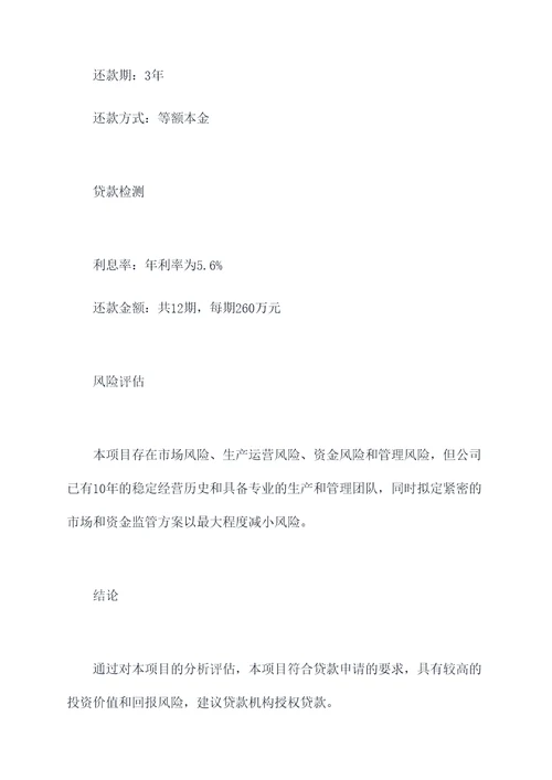 贷款可行性报告范文模板