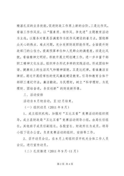 财政局五比五看实施方案.docx