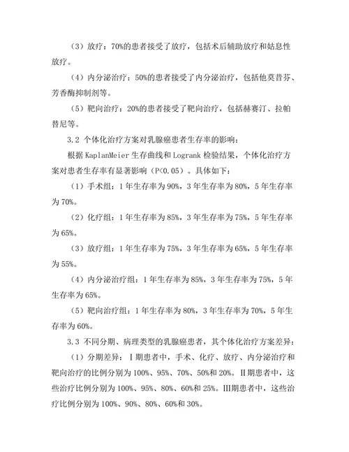 乳腺癌患者的个体化治疗方案探索
