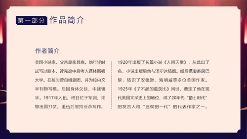了不起的盖茨比小说赏析PPT课件读书分享