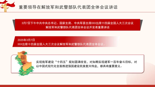 重要领导在解放军和武警部队代表团全体会议讲话学习PPT课件