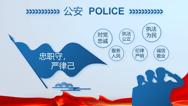 蓝色大气公安警察派出所演讲PPT