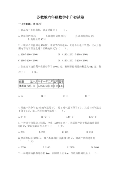 苏教版六年级数学小升初试卷附答案（满分必刷）.docx