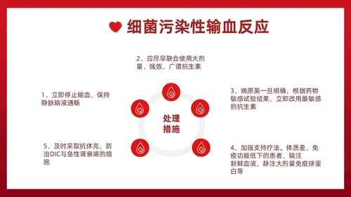 红色插画简约风输血不良反应的标准和处理措施知识科普PPT模板护理不良事件