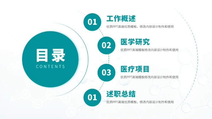 青绿色医生工作汇报述职PPT模板