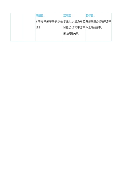 （大单元整体教学）第二单元 公顷和平方千米 单元分析（表格式）教学设计