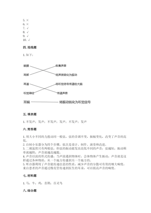 教科版科学四年级上册第一单元声音测试卷（精练）.docx