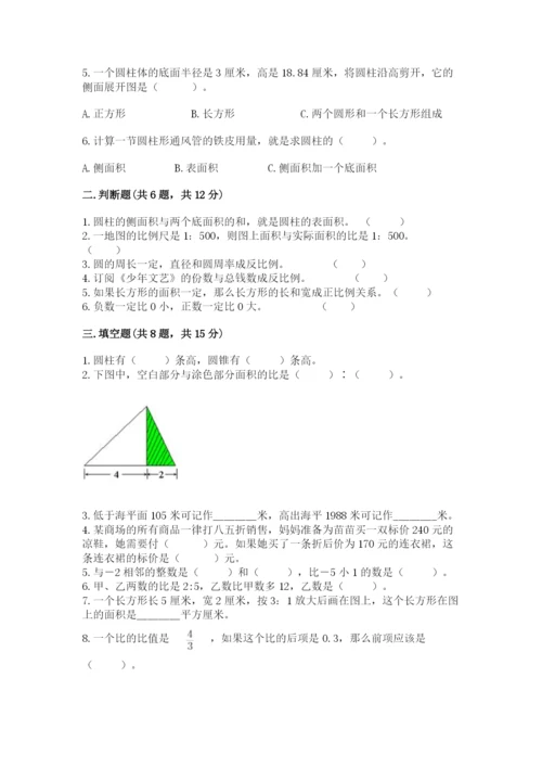 小学六年级下册数学期末卷带解析答案.docx