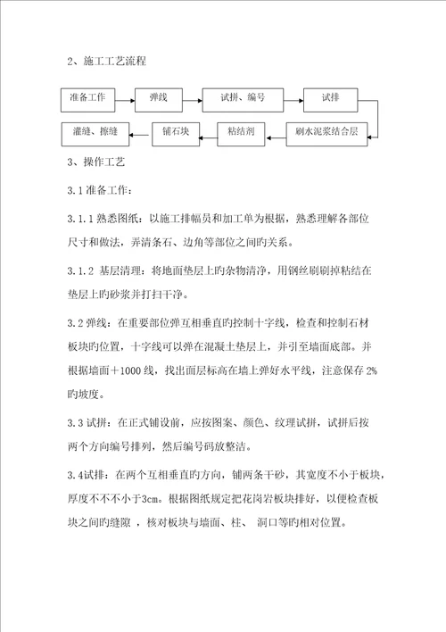 屋面铺贴花岗岩石材施工方案