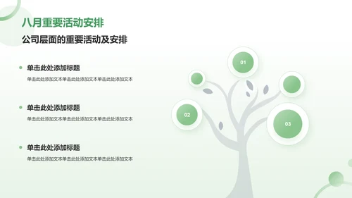 绿色小清新八月你好——工作总结汇报PPT模板